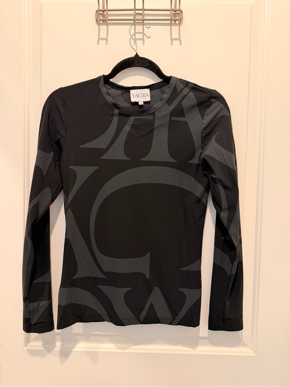 YAGYA Monogram Print Long Sleeve Shirt Black Size XS